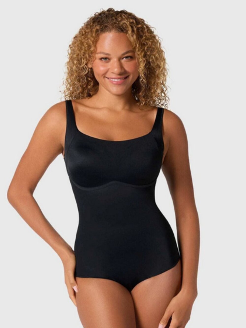 Leonisa Plunge Classic Sleeveless Shaper Bodysuit Black Size L NWT